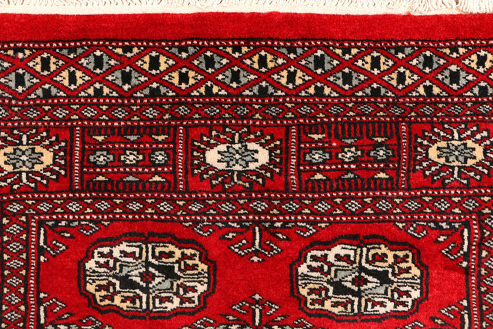 Dark Red Pakistani Bokhara Rug 3' x 4'8" Hand-Knotted | No. QA13638
