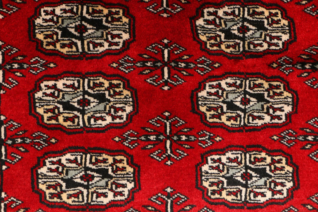 Dark Red Pakistani Bokhara Rug 3' x 4'8" Hand-Knotted | No. QA13638