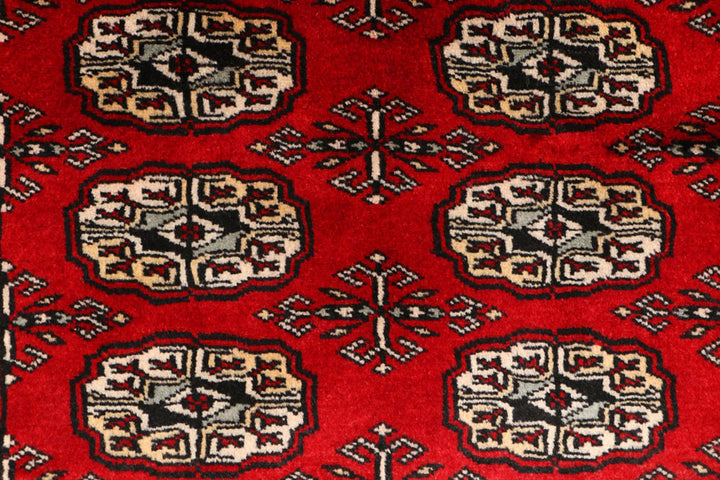 Dark Red Pakistani Bokhara Rug 3' x 4'8" Hand-Knotted | No. QA13638