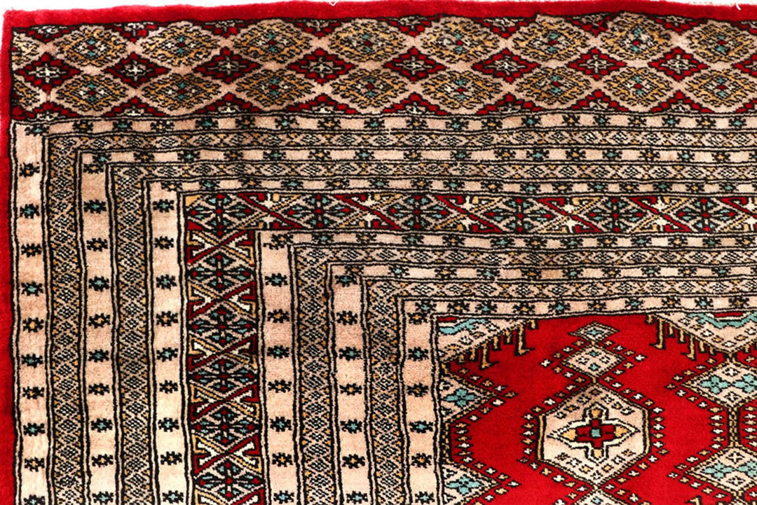 Red Pakistani Jaldar Rug 8' 1" x 11' 1" Hand-Knotted | No. QA13664