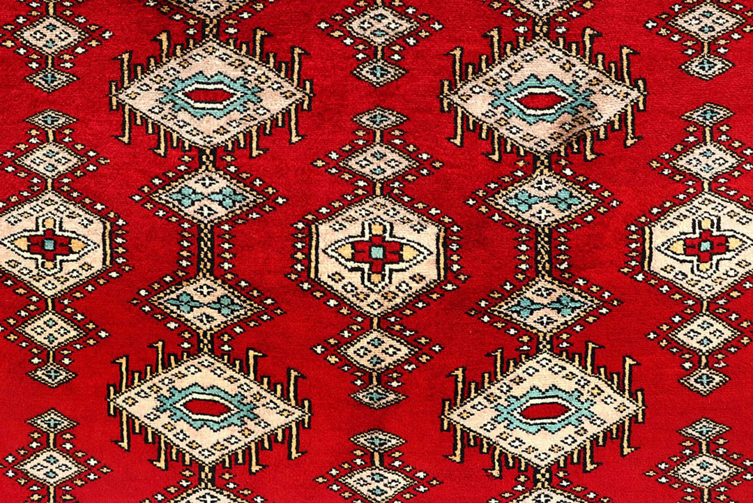 Red Pakistani Jaldar Rug 8' 1" x 11' 1" Hand-Knotted | No. QA13664