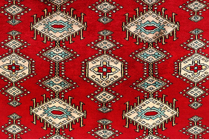 Red Pakistani Jaldar Rug 8' 1" x 11' 1" Hand-Knotted | No. QA13664