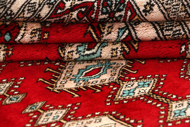 Red Pakistani Jaldar Rug 8' 1" x 11' 1" Hand-Knotted | No. QA13664