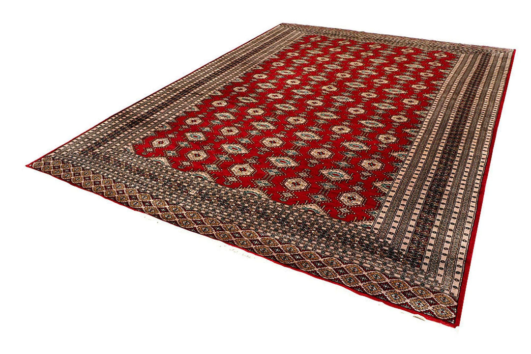Red Pakistani Jaldar Rug 8' 1" x 11' 1" Hand-Knotted | No. QA13664