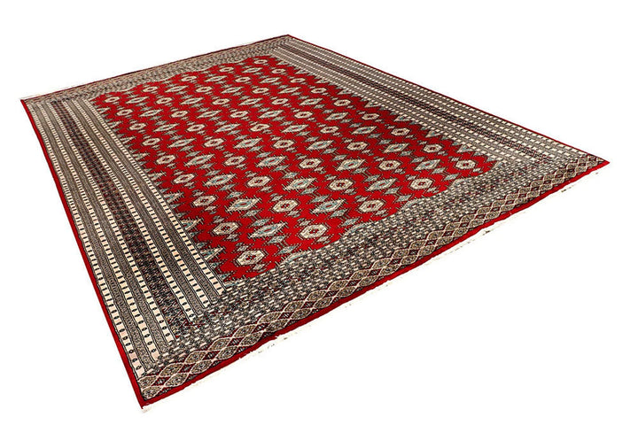 Red Pakistani Jaldar Rug 8' 1" x 11' 1" Hand-Knotted | No. QA13664