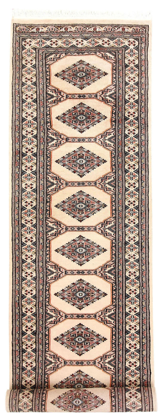 White Pakistani Jaldar Runner 2' 4" x 9' 1" Hand-Knotted | No. QA13693