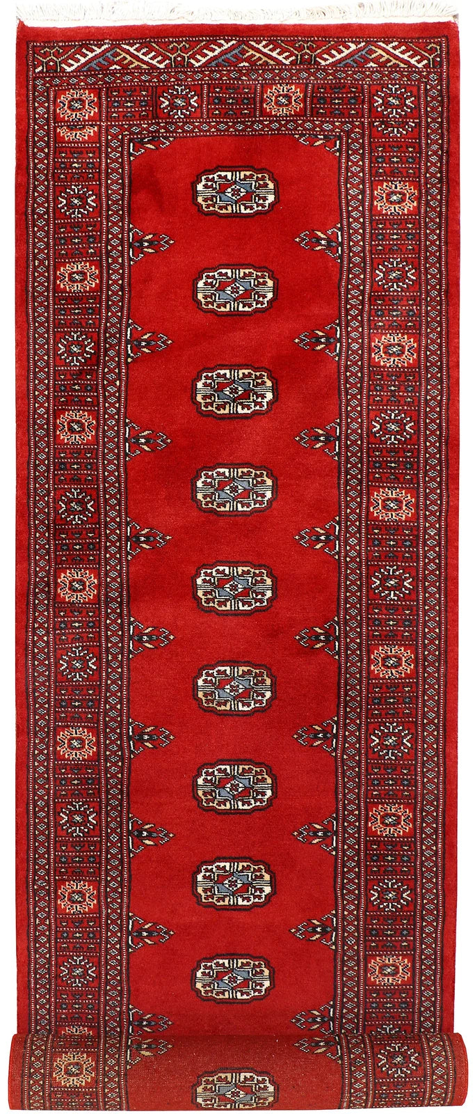 Red Bokhara Rug 2' 7" x 9' 10" Hand-Knotted | No. QA13694