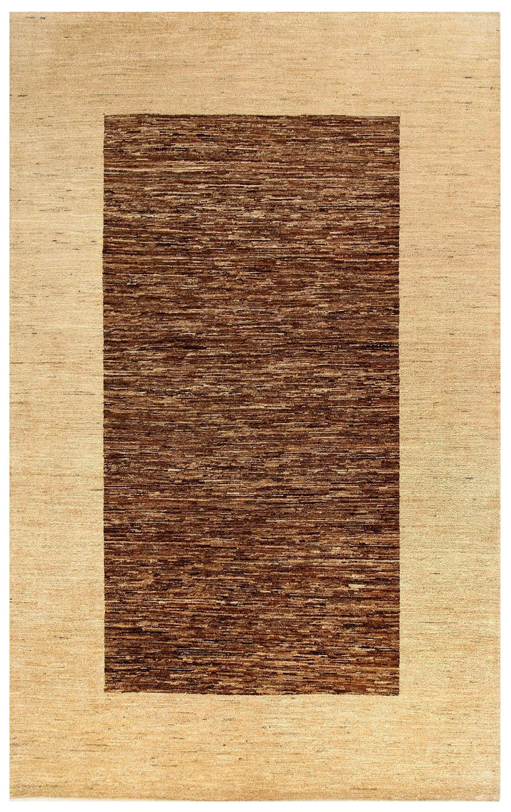 Sienna Brown Pakistani Gabbeh Rug 6' x 9' 1" Hand-Knotted | No. QA13710