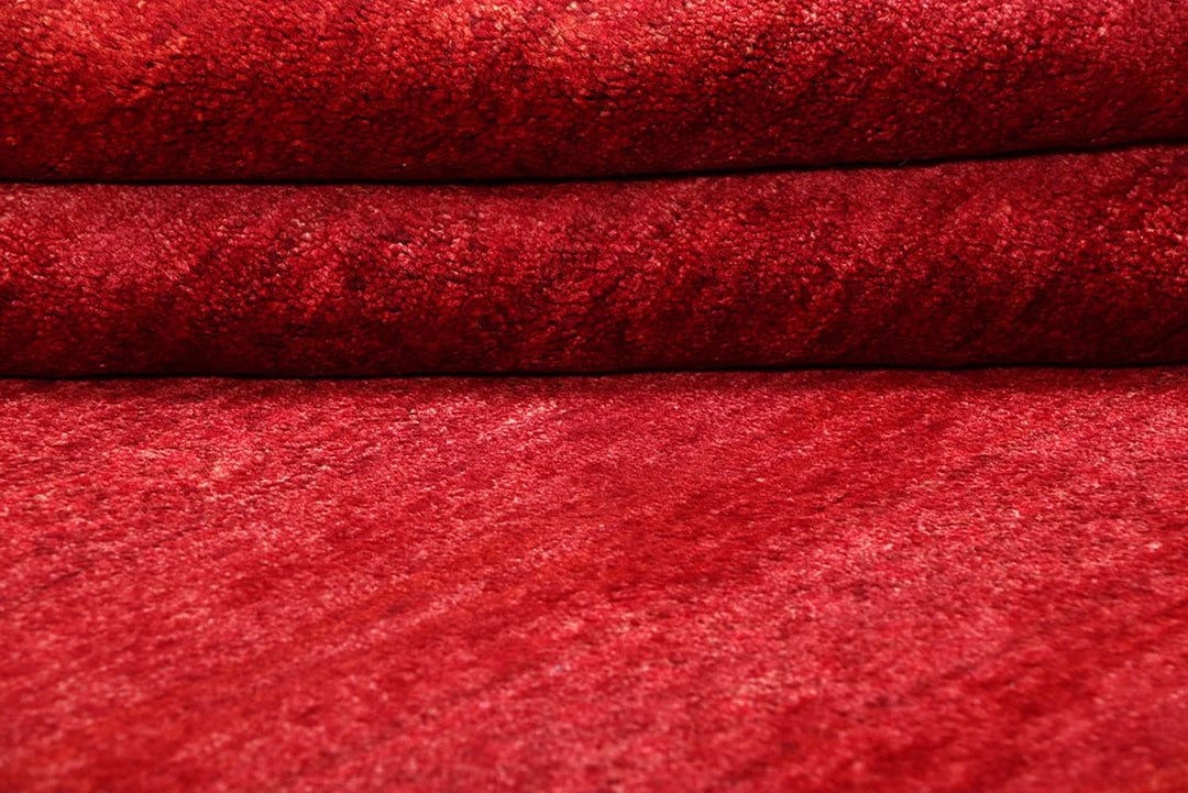 Red Gabbeh Rug 4' x 6' Hand-Knotted | No. QA13744