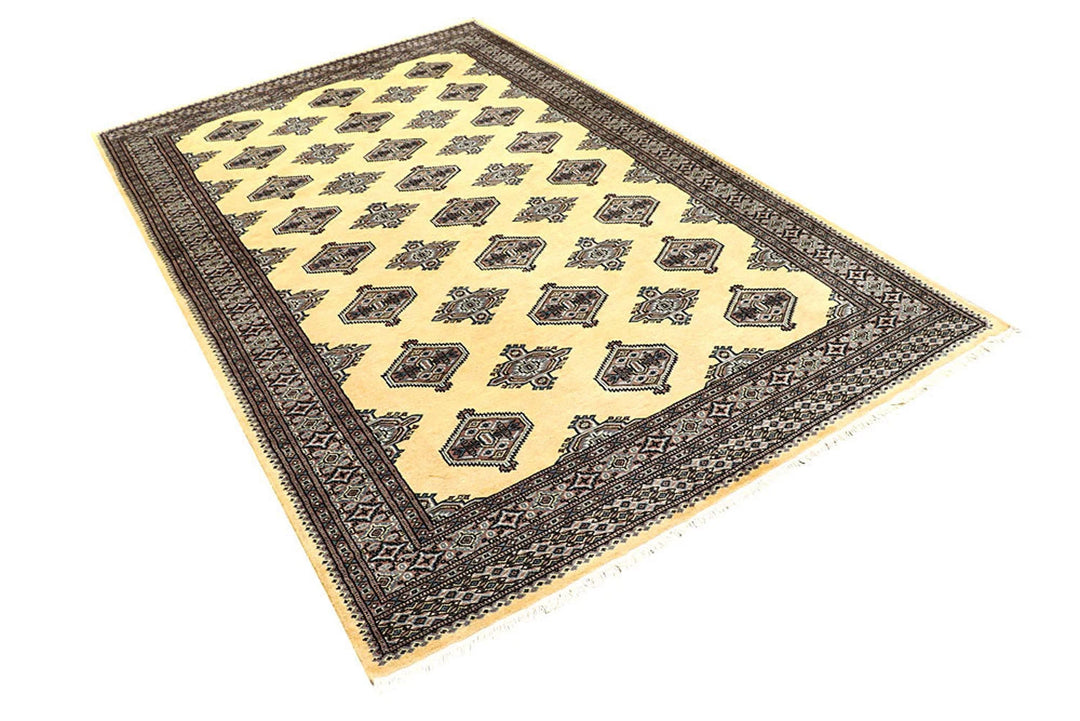 Yellow Pakistani Jaldar Rug 5' 1" x 8' 2" Hand-Knotted | No. QA13745