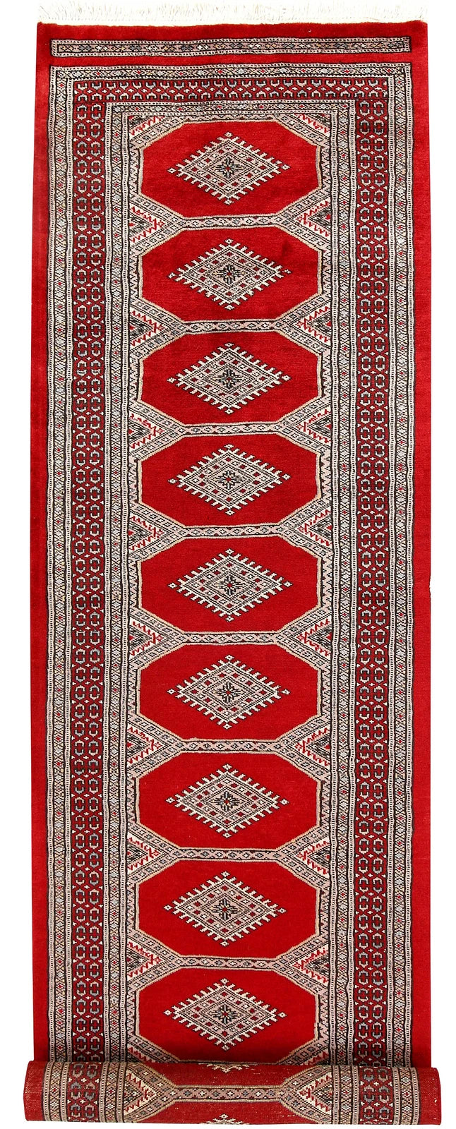 Red Pakistani Jaldar Rug 2' 5" x 9' 4" Hand-Knotted | No. QA13865