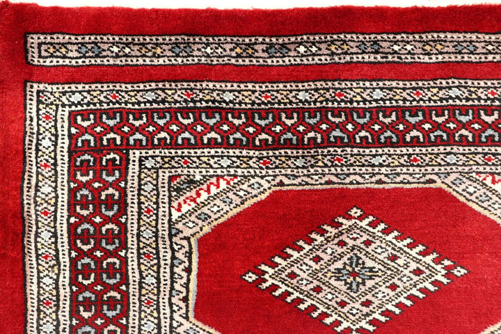 Red Pakistani Jaldar Rug 2' 5" x 9' 4" Hand-Knotted | No. QA13865