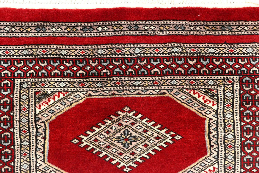 Red Pakistani Jaldar Rug 2' 5" x 9' 4" Hand-Knotted | No. QA13865