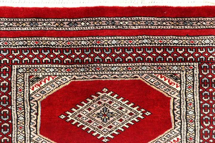 Red Pakistani Jaldar Rug 2' 5" x 9' 4" Hand-Knotted | No. QA13865