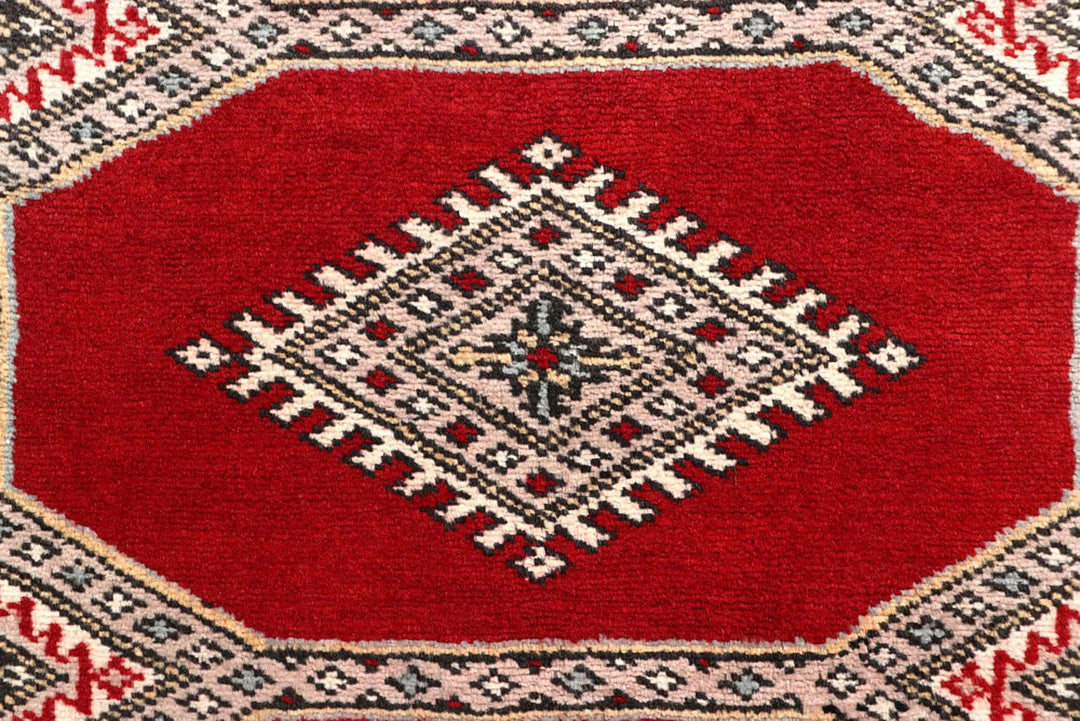 Red Pakistani Jaldar Rug 2' 5" x 9' 4" Hand-Knotted | No. QA13865