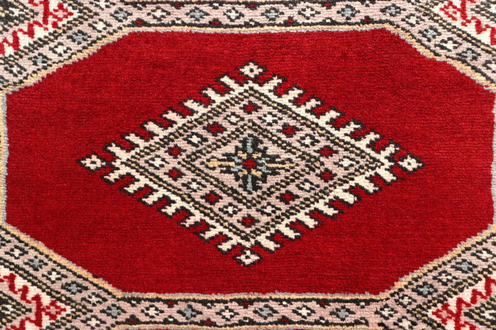 Red Pakistani Jaldar Rug 2' 5" x 9' 4" Hand-Knotted | No. QA13865