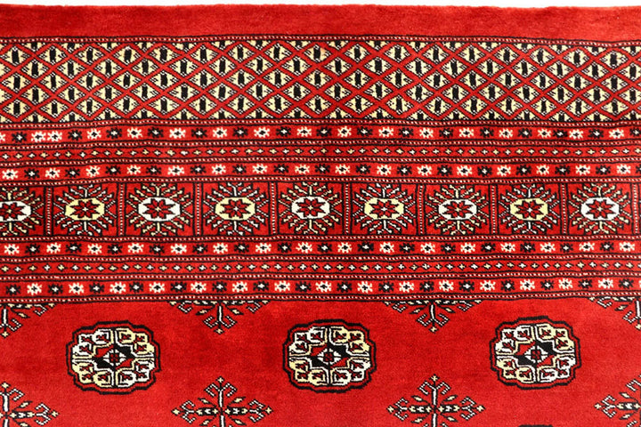 Firebrick Red Pakistani Bokhara Rug 8' 2" x 10' 3" Hand-Knotted | No. QA13906