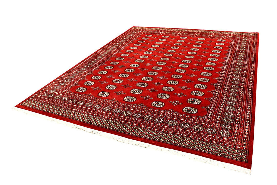 Firebrick Red Pakistani Bokhara Rug 8' 2" x 10' 3" Hand-Knotted | No. QA13906