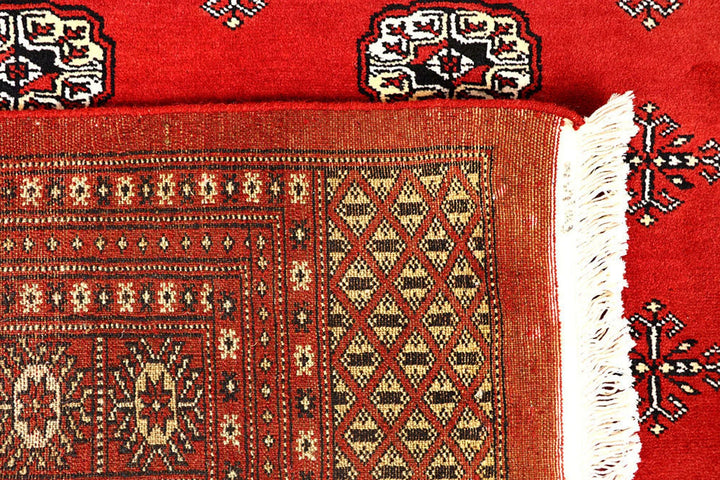 Firebrick Red Pakistani Bokhara Rug 8' 2" x 10' 3" Hand-Knotted | No. QA13906
