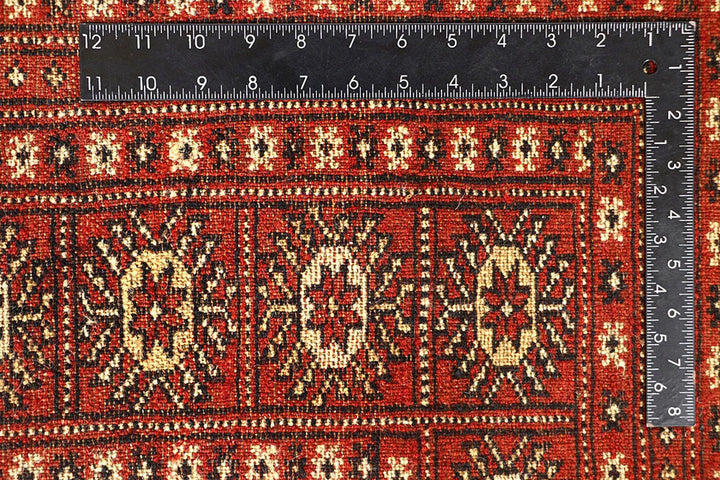 Firebrick Red Pakistani Bokhara Rug 8' 2" x 10' 3" Hand-Knotted | No. QA13906