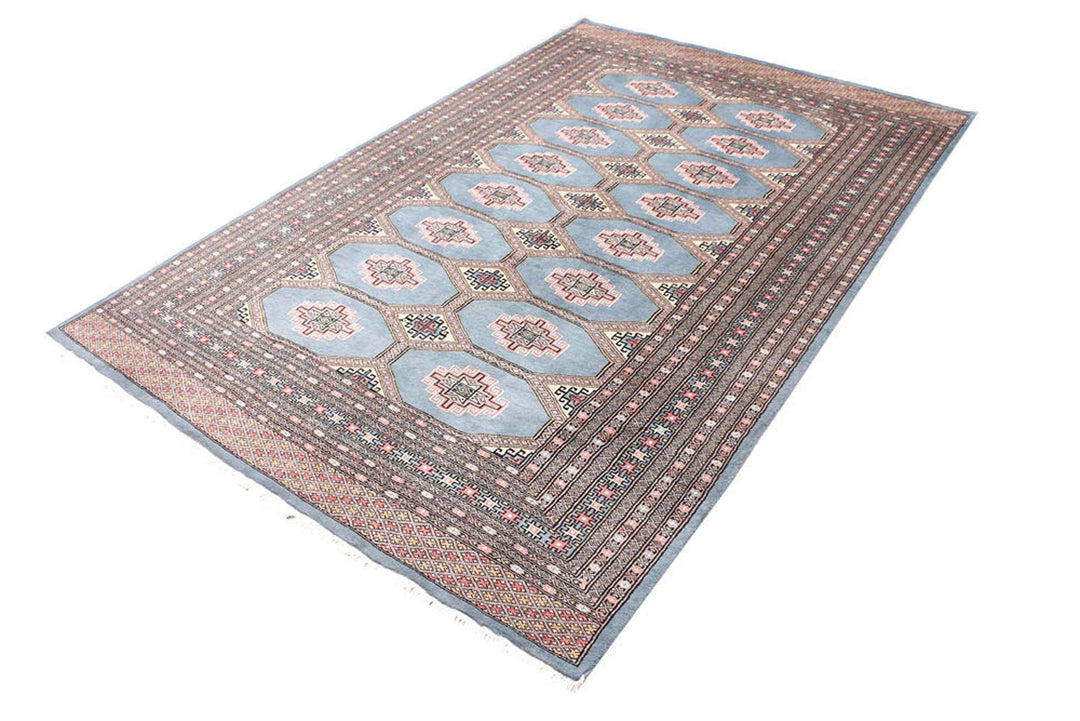 Light Slate Grey Pakistani Jaldar Rug 5' 4" x 8' 2" Hand-Knotted | No. QA13938