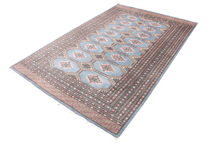 Light Slate Grey Pakistani Jaldar Rug 5' 4" x 8' 2" Hand-Knotted | No. QA13938