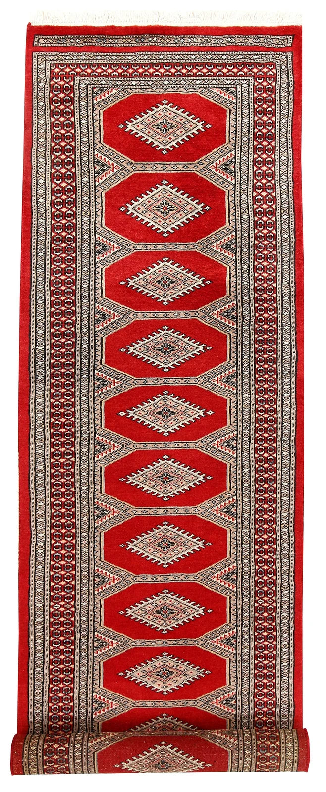 Firebrick Red Pakistani Jaldar Runner 2' 4" x 9' 3" Hand-Knotted | No. QA13942