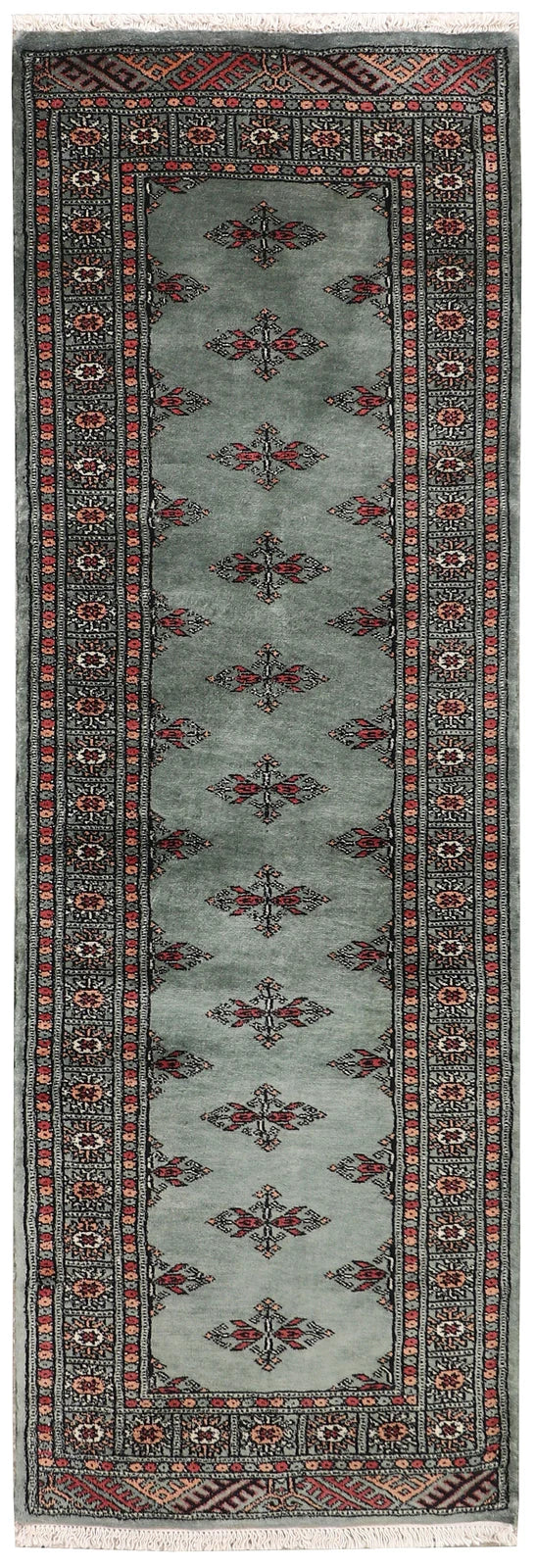 Dark Olive Green Pakistani Butterfly Rug 2' 1" x 6' 2" Hand-Knotted | No. QA13978
