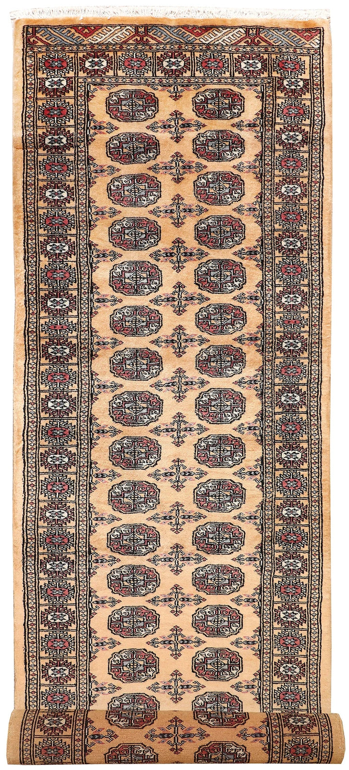 Navajo White Pakistani Bokhara Rug 2' 7" x 9' 11" Hand-Knotted | No. QA14004