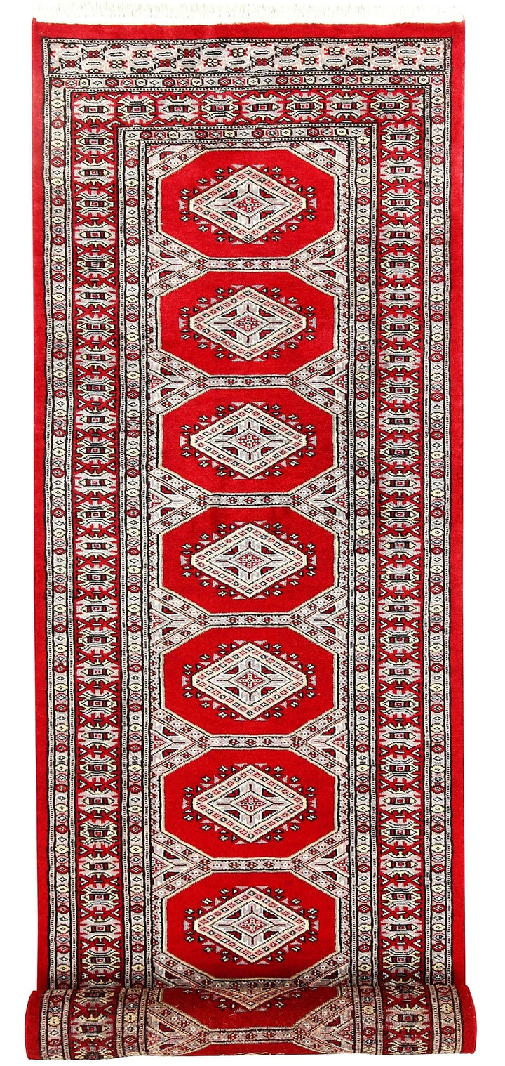 Red Pakistani Jaldar Rug 2' 7" x 10' Hand-Knotted | No. QA14034
