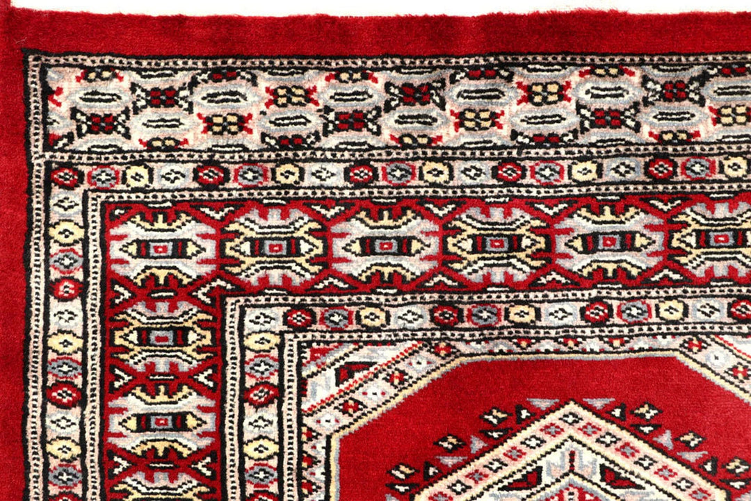 Red Pakistani Jaldar Rug 2' 7" x 10' Hand-Knotted | No. QA14034