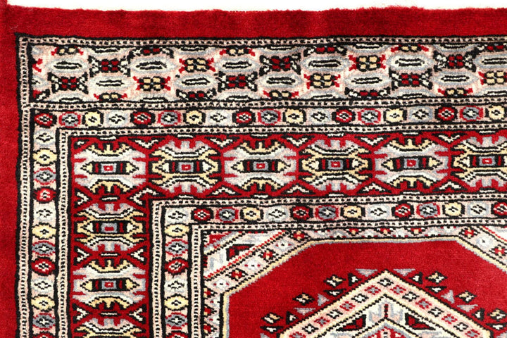 Red Pakistani Jaldar Rug 2' 7" x 10' Hand-Knotted | No. QA14034