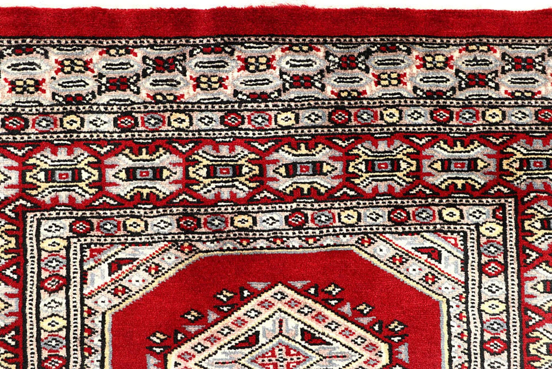Red Pakistani Jaldar Rug 2' 7" x 10' Hand-Knotted | No. QA14034