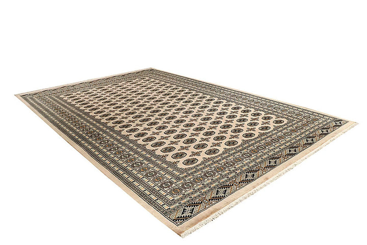 Brown Pakistani Bokhara Rug 9' x 12'2" Hand-Knotted | No. QA14112