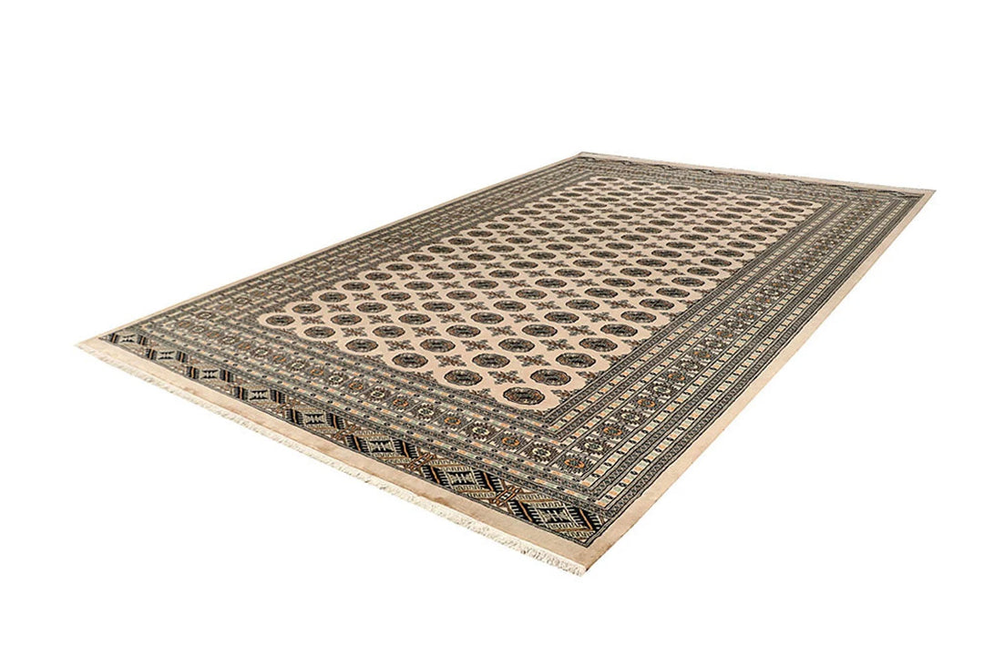 Brown Pakistani Bokhara Rug 9' x 12'2" Hand-Knotted | No. QA14112