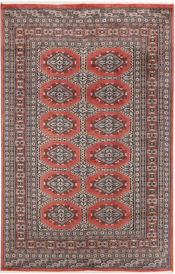 Red Pakistani Jaldar Rug 4' x 6'2" Hand-Knotted | No. QA14306
