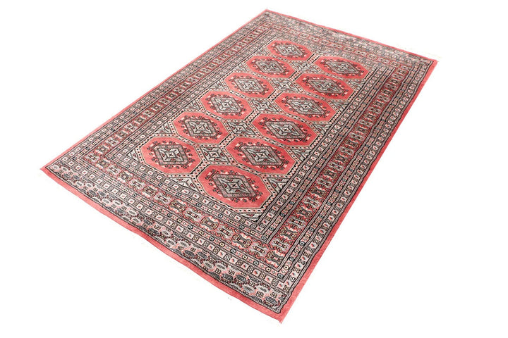 Red Pakistani Jaldar Rug 4' x 6'2" Hand-Knotted | No. QA14306
