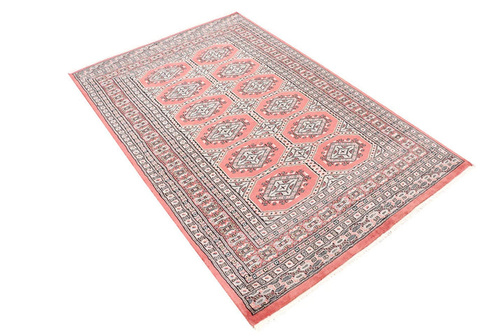 Red Pakistani Jaldar Rug 4' x 6'2" Hand-Knotted | No. QA14306