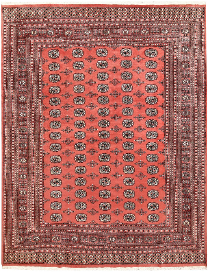 Salmon Bokhara Rug 8' x 10' 6" Hand-Knotted | No. QA14314