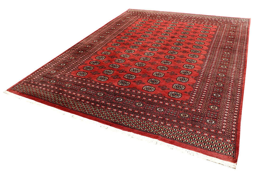 Salmon Bokhara Rug 8' x 10' 6" Hand-Knotted | No. QA14314