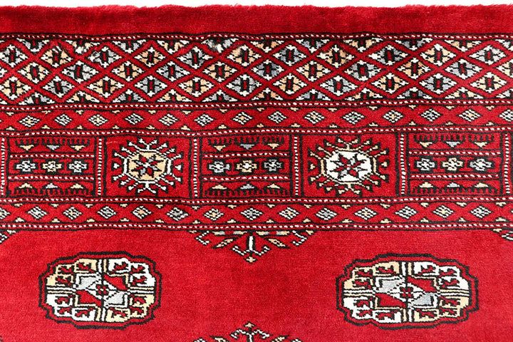 Red Bokhara Rug 3' 11" x 6' 5" Hand-Knotted | No. QA14330