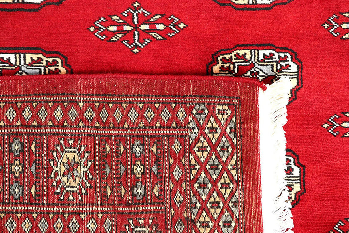 Red Bokhara Rug 3' 11" x 6' 5" Hand-Knotted | No. QA14330