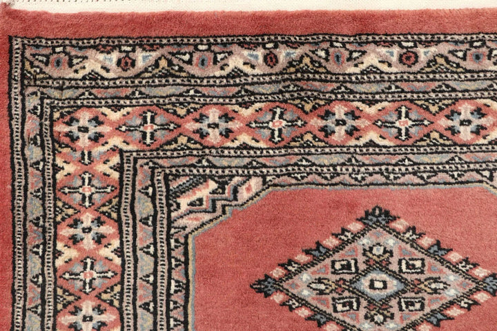 Light Salmon Pakistani Jaldar Rug 2' 7" x 10' Hand-Knotted | No. QA14441