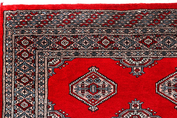 Red Pakistani Jaldar Rug 5' 1" x 8' 1" Hand-Knotted | No. QA14474