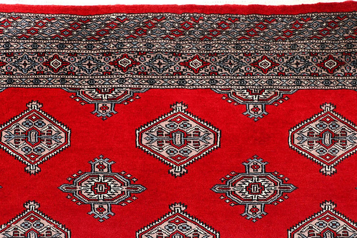 Red Pakistani Jaldar Rug 5' 1" x 8' 1" Hand-Knotted | No. QA14474