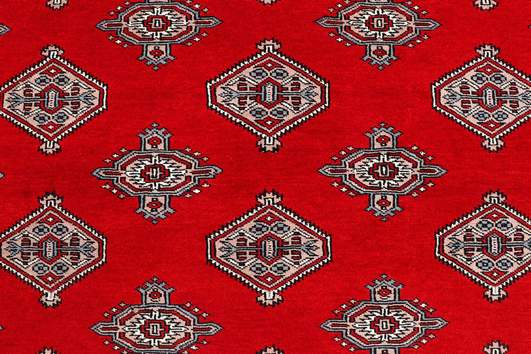 Red Pakistani Jaldar Rug 5' 1" x 8' 1" Hand-Knotted | No. QA14474
