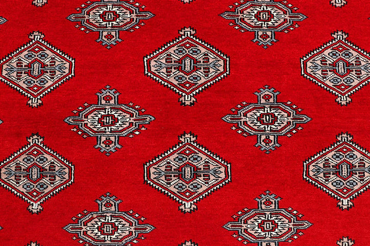 Red Pakistani Jaldar Rug 5' 1" x 8' 1" Hand-Knotted | No. QA14474