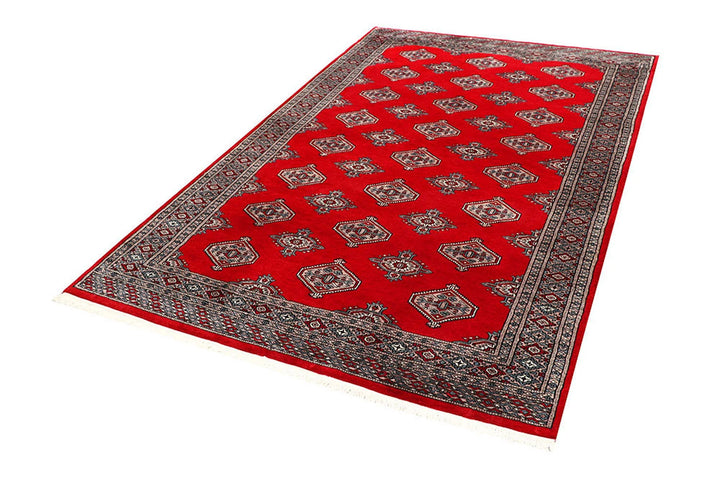 Red Pakistani Jaldar Rug 5' 1" x 8' 1" Hand-Knotted | No. QA14474