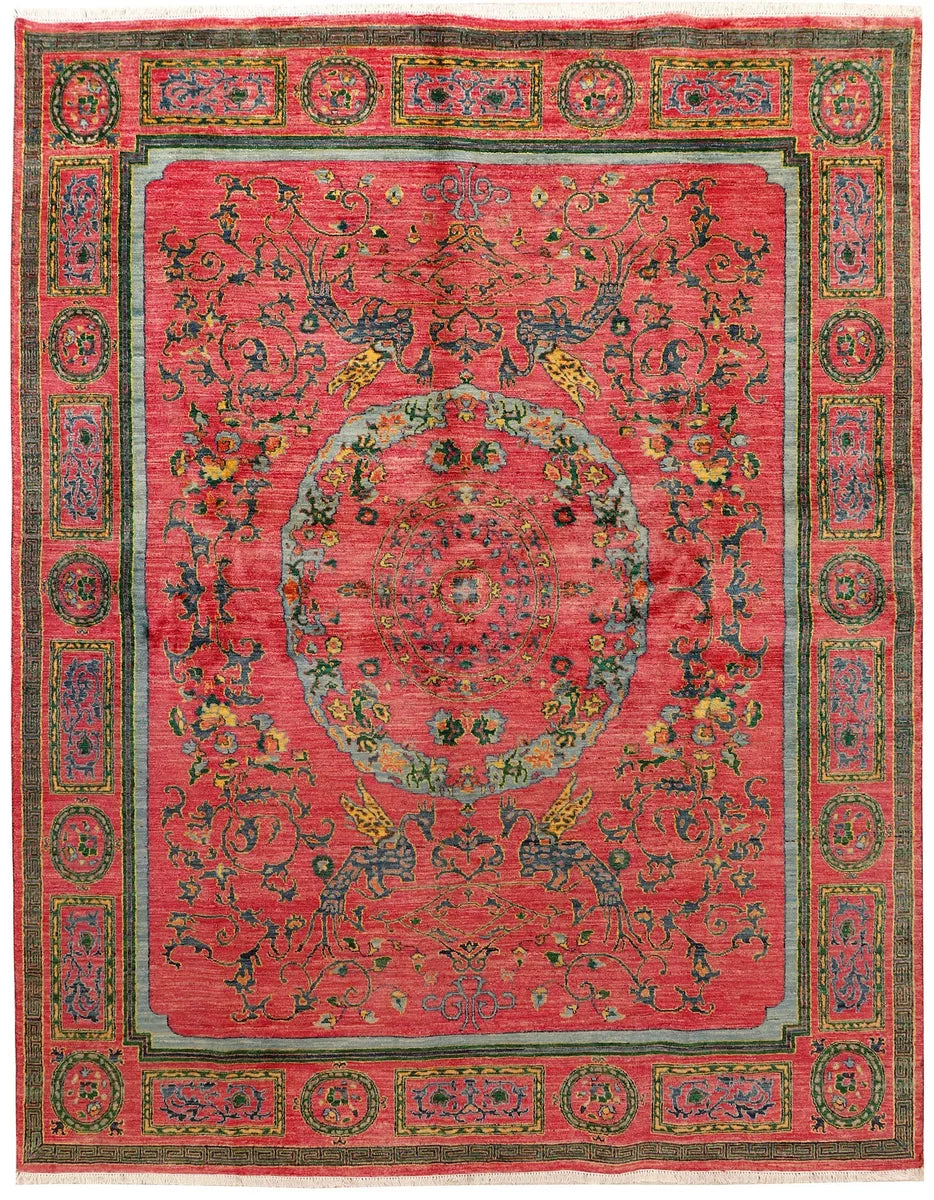 Red Afghan Suzani Rug 7' 6" x 10' " Hand-Knotted | No. QA14654