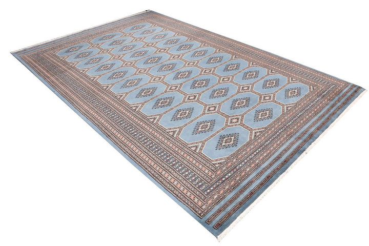 Light Slate Grey Pakistani Jaldar Rug 6' 8" x 10' 2" Hand-Knotted | No. QA14696